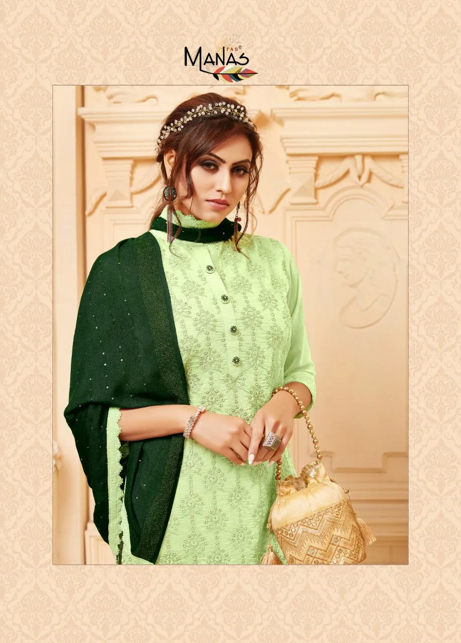 Manas Lucknowi Fancy Fabric Stylish Designer Kurti Collection