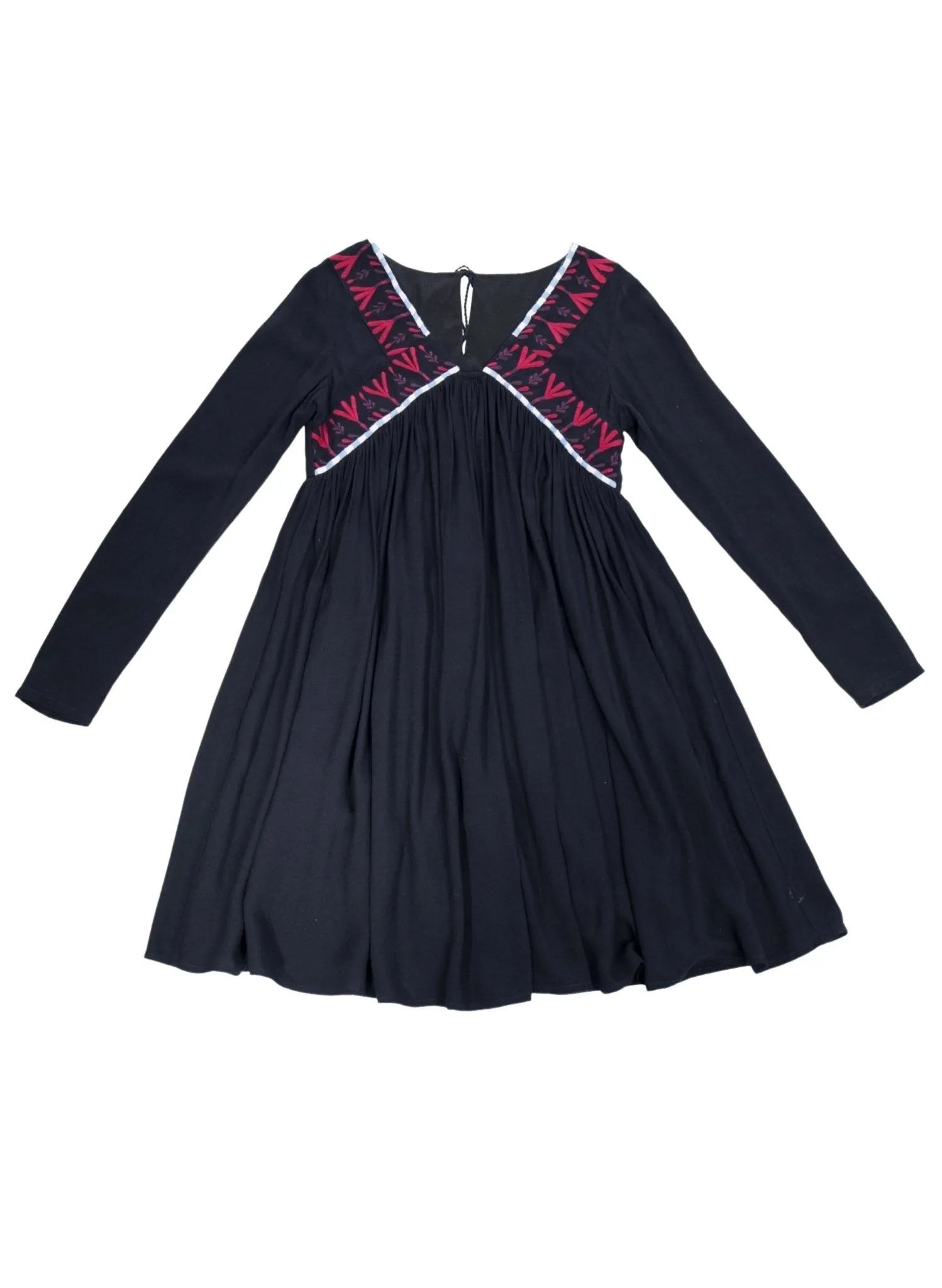 Maternity & Nursing Embroidered Dress - Black/Bordeaux