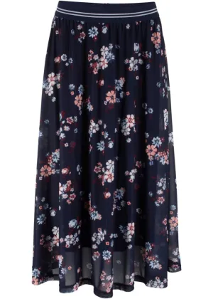 Mesh midi skirt with comfortable elastic waistband Bpc Bonprix Collection, blue