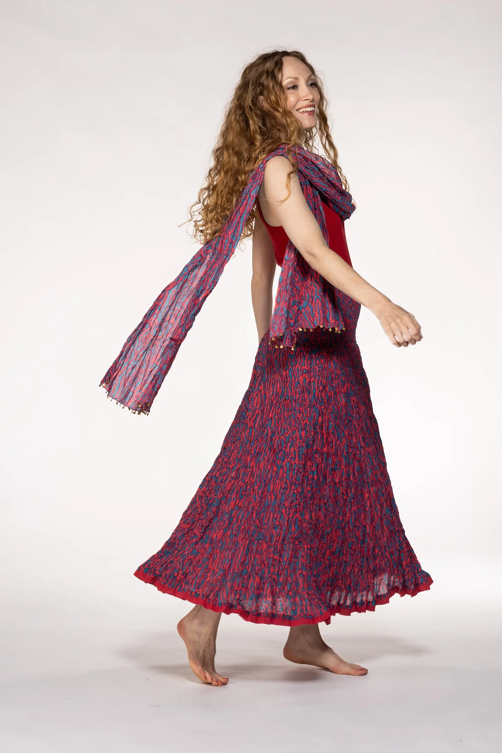 New 50 Panel Skirt in Pure Hand Block Printed Cotton SS24