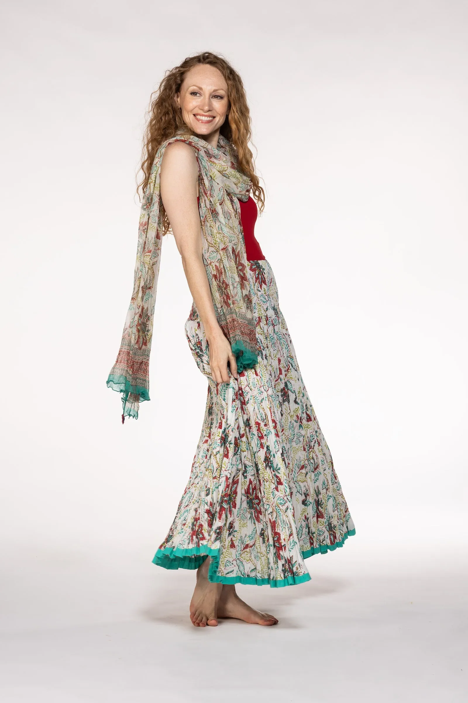New 50 Panel Skirt in Pure Hand Block Printed Cotton SS24