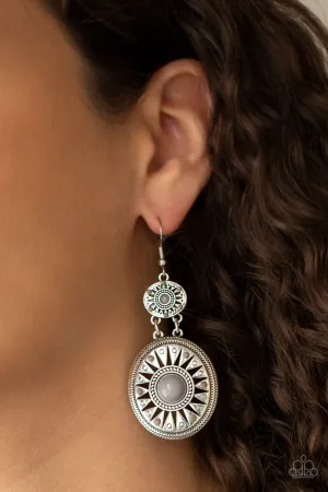 Paparazzi Earring ~ Temple of The Sun - Silver