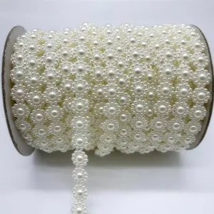 Pearl 10mm Sunflower Round String Flatback Garland per 5 metres - Style 2 Ivory