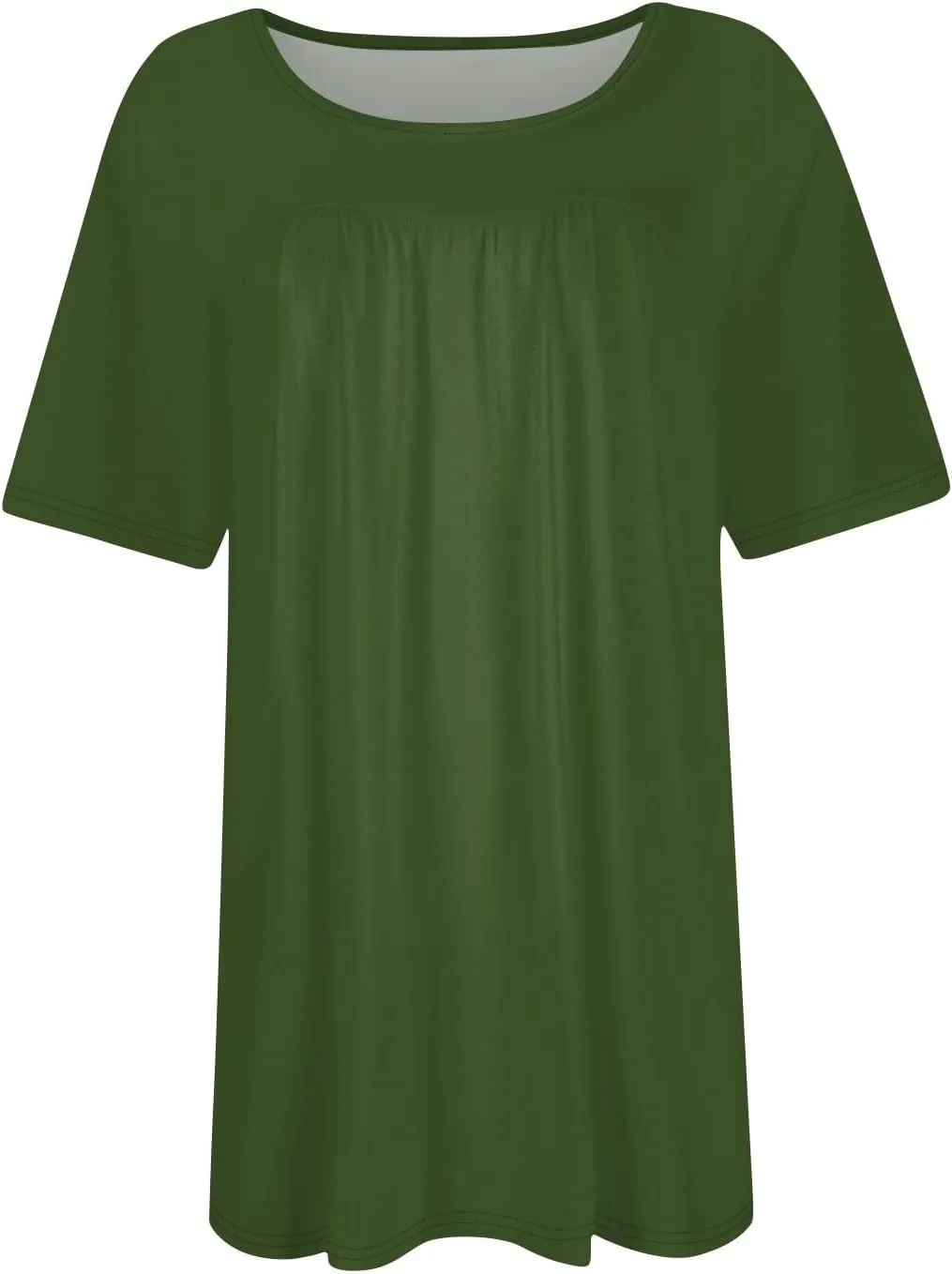 Plus Size Tops for Women Pleated Front Crewneck Short Sleeve Blouses 2024 Summer Tunic Shirts Flowy 1X-5X