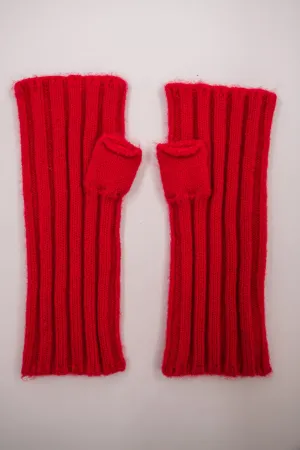 Red Cut Off Gloves