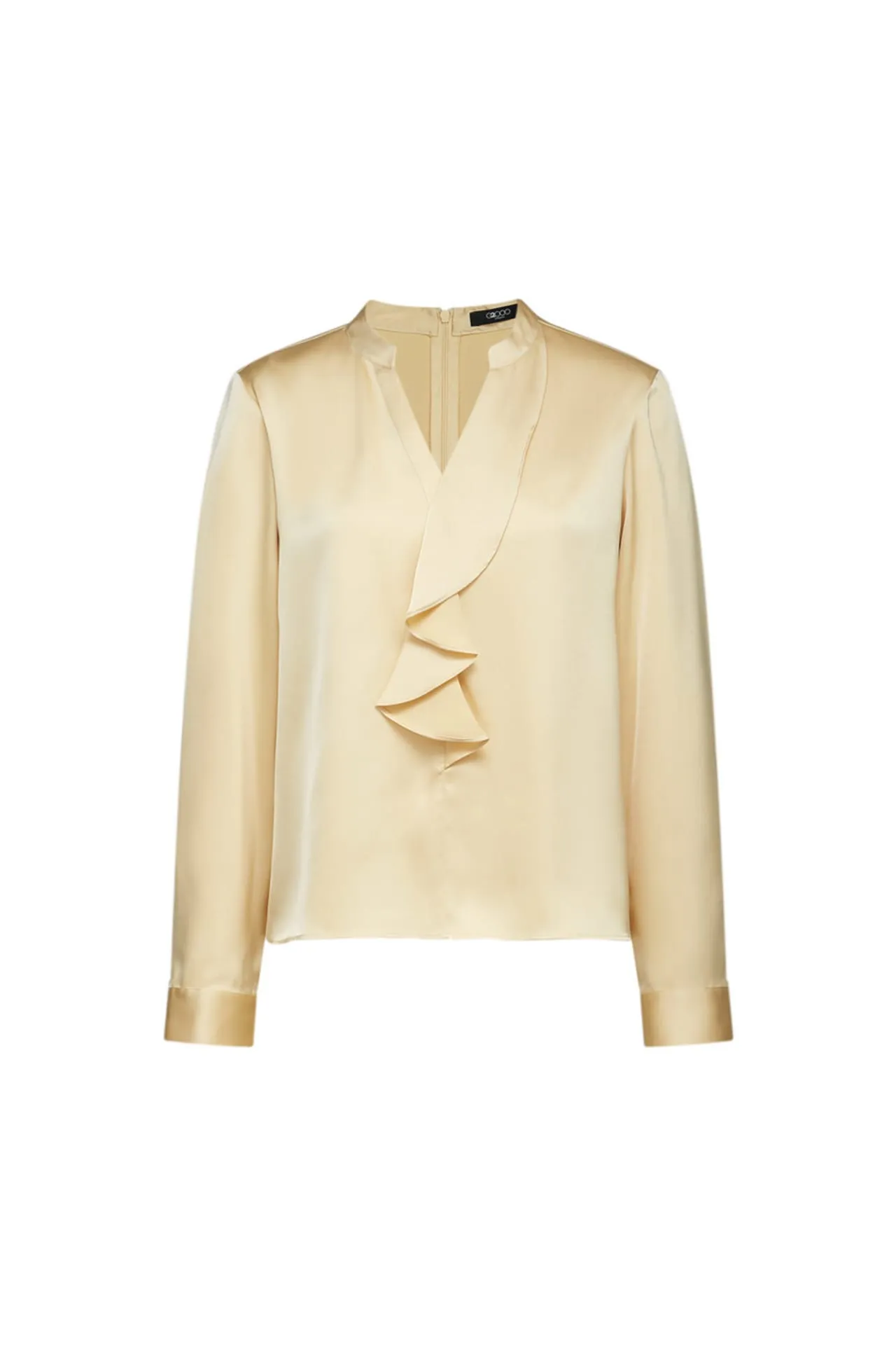 Satin Asymmetric Ruffled Blouse