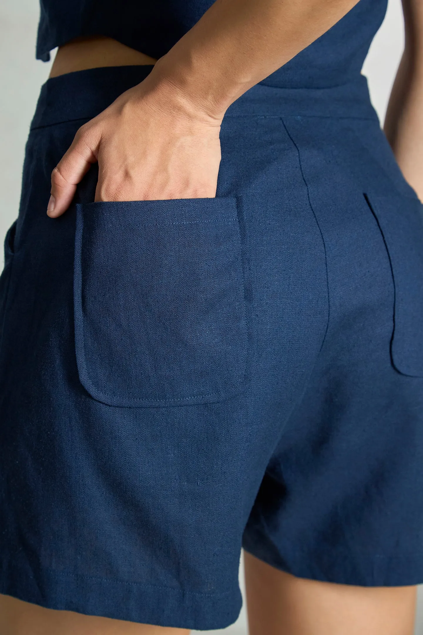 Shifa Shorts|Linen Blend Relaxed Shorts