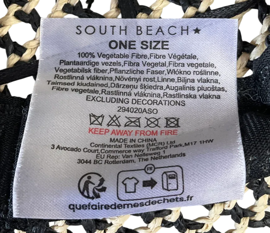 South Beach Beige Open Weave Wide Brim Hat In Monochrome One Size