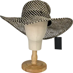 South Beach Beige Open Weave Wide Brim Hat In Monochrome One Size