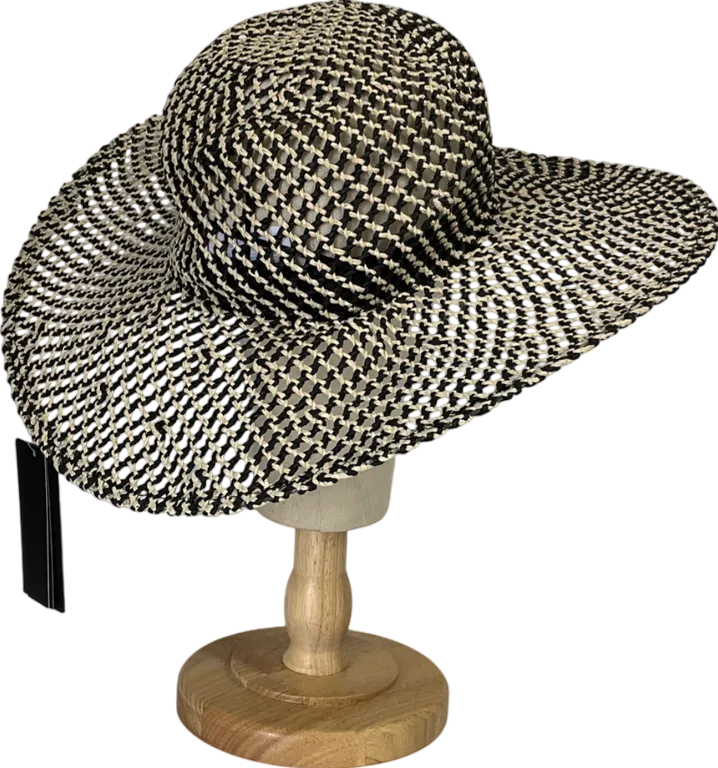 South Beach Beige Open Weave Wide Brim Hat In Monochrome One Size