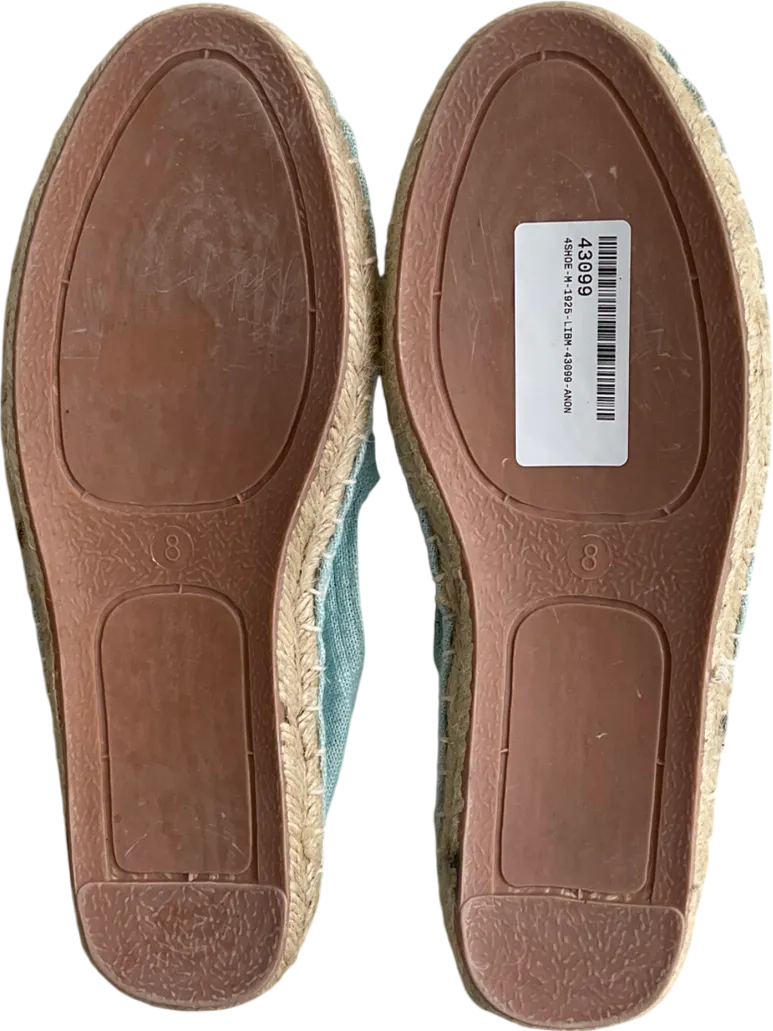 South Beach Blue Linen Pineapple Espadrilles UK 8 EU 41 