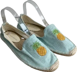 South Beach Blue Linen Pineapple Espadrilles UK 8 EU 41 