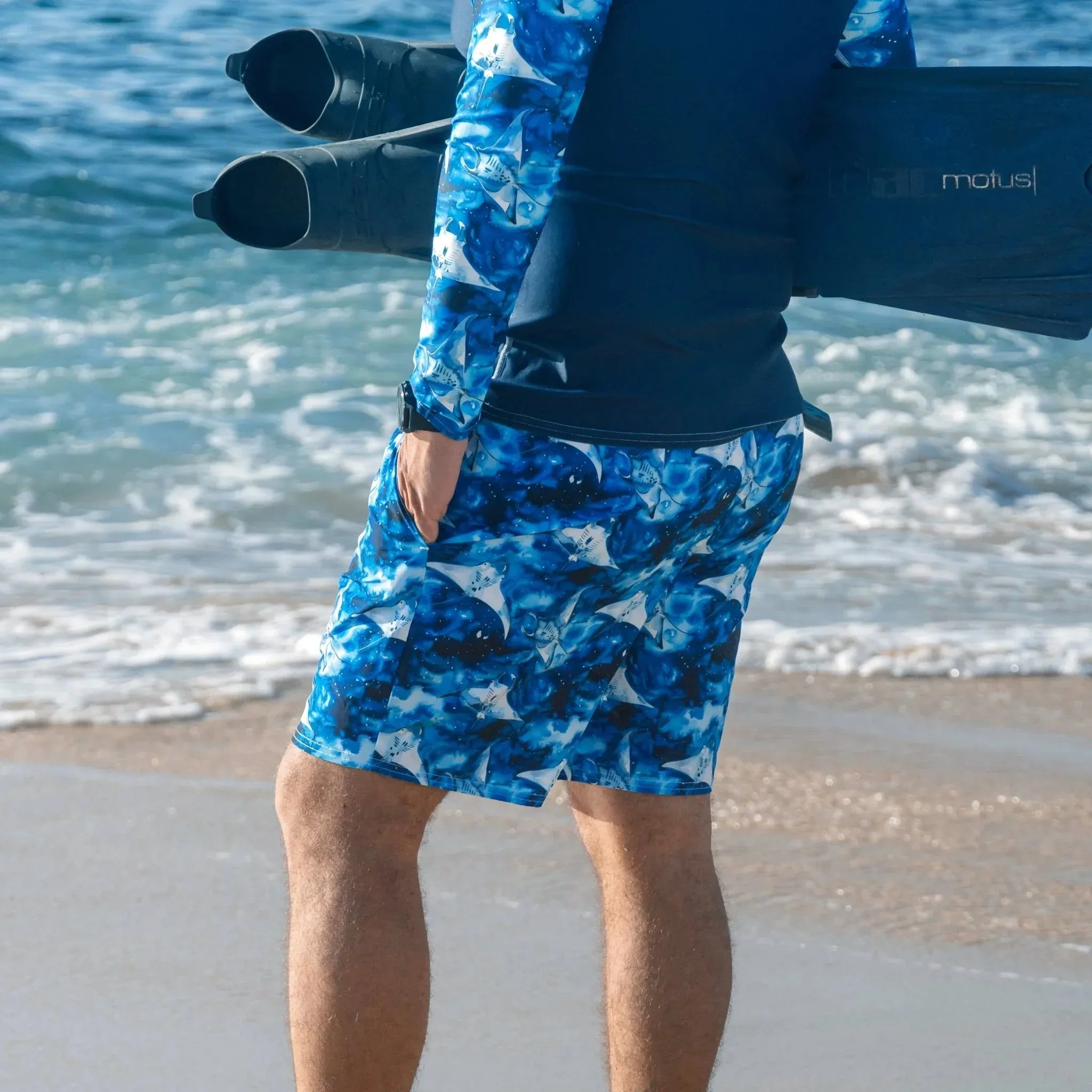 Starry Manta Ray Men's Swim Trunks