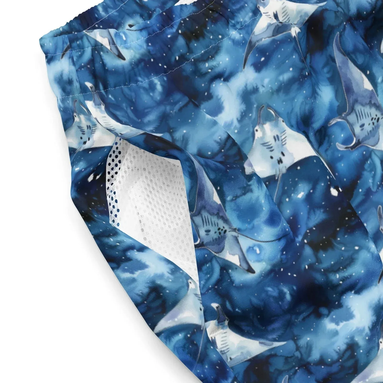 Starry Manta Ray Men's Swim Trunks