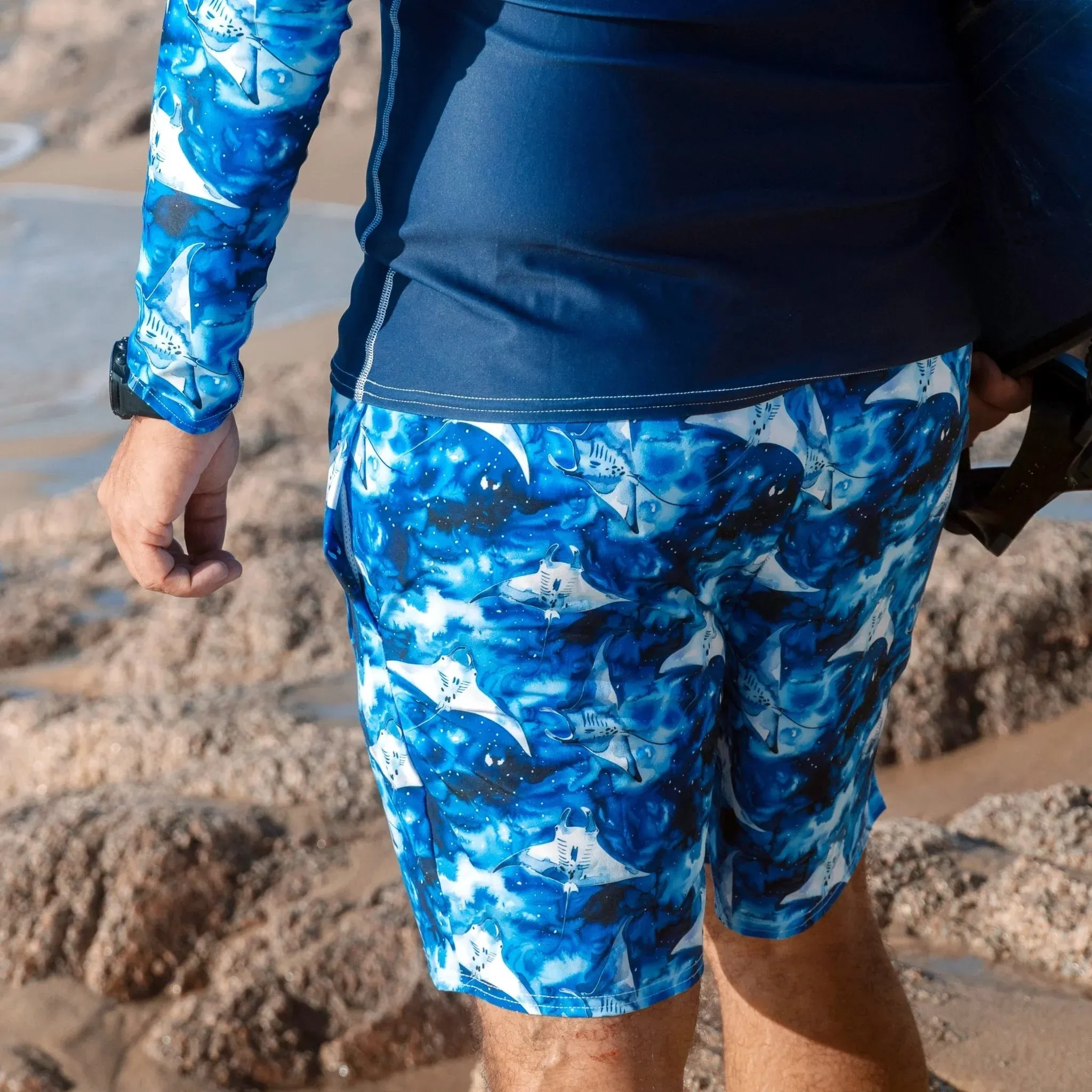 Starry Manta Ray Men's Swim Trunks