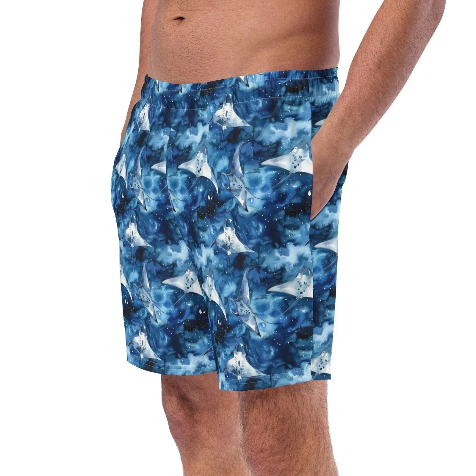Starry Manta Ray Men's Swim Trunks