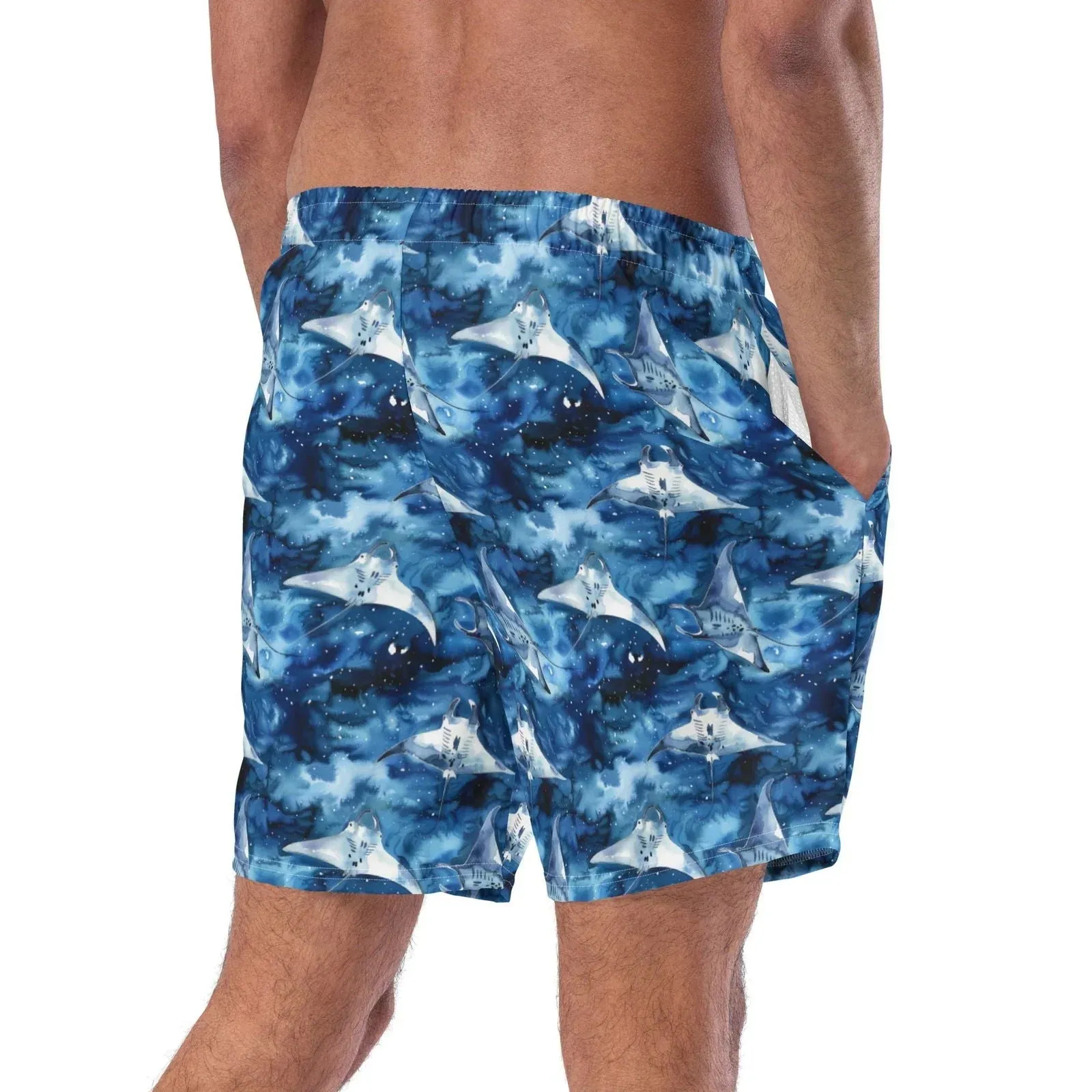 Starry Manta Ray Men's Swim Trunks