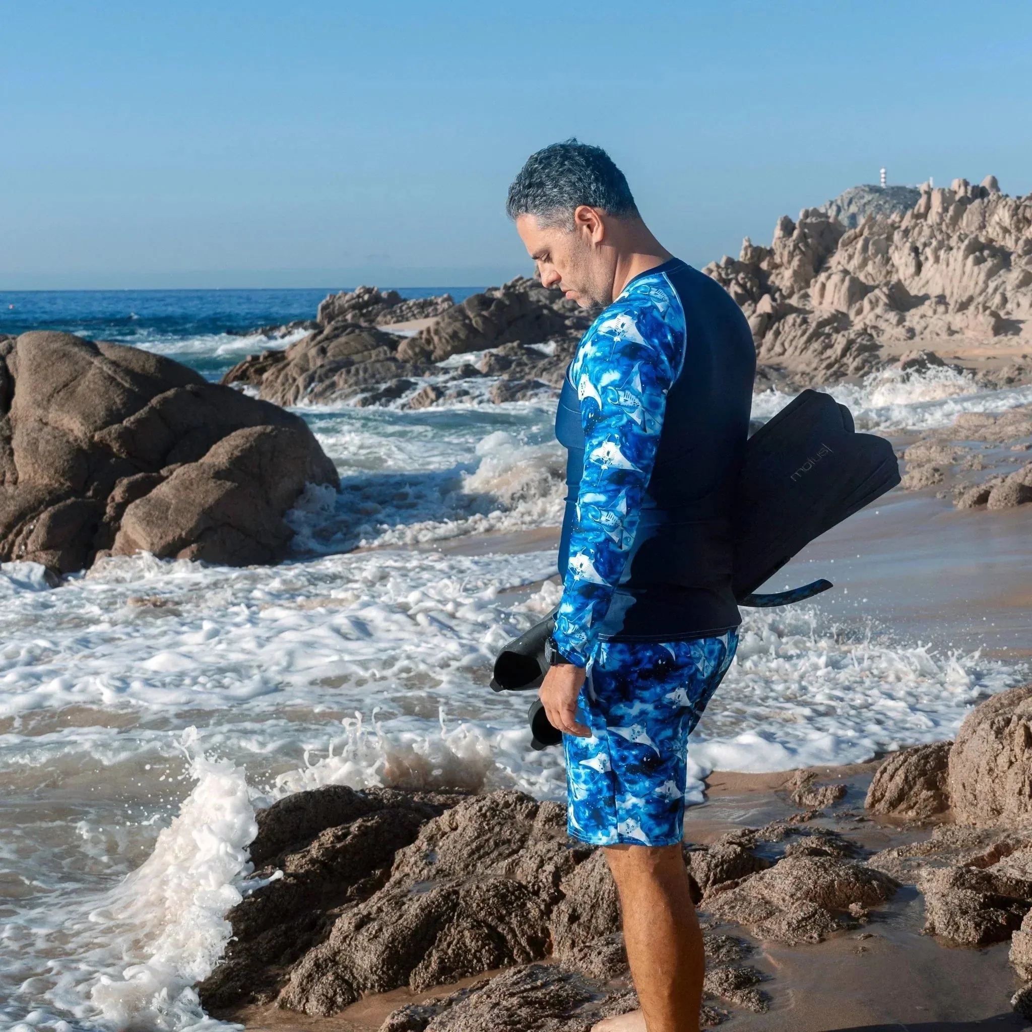 Starry Manta Ray Men's Swim Trunks