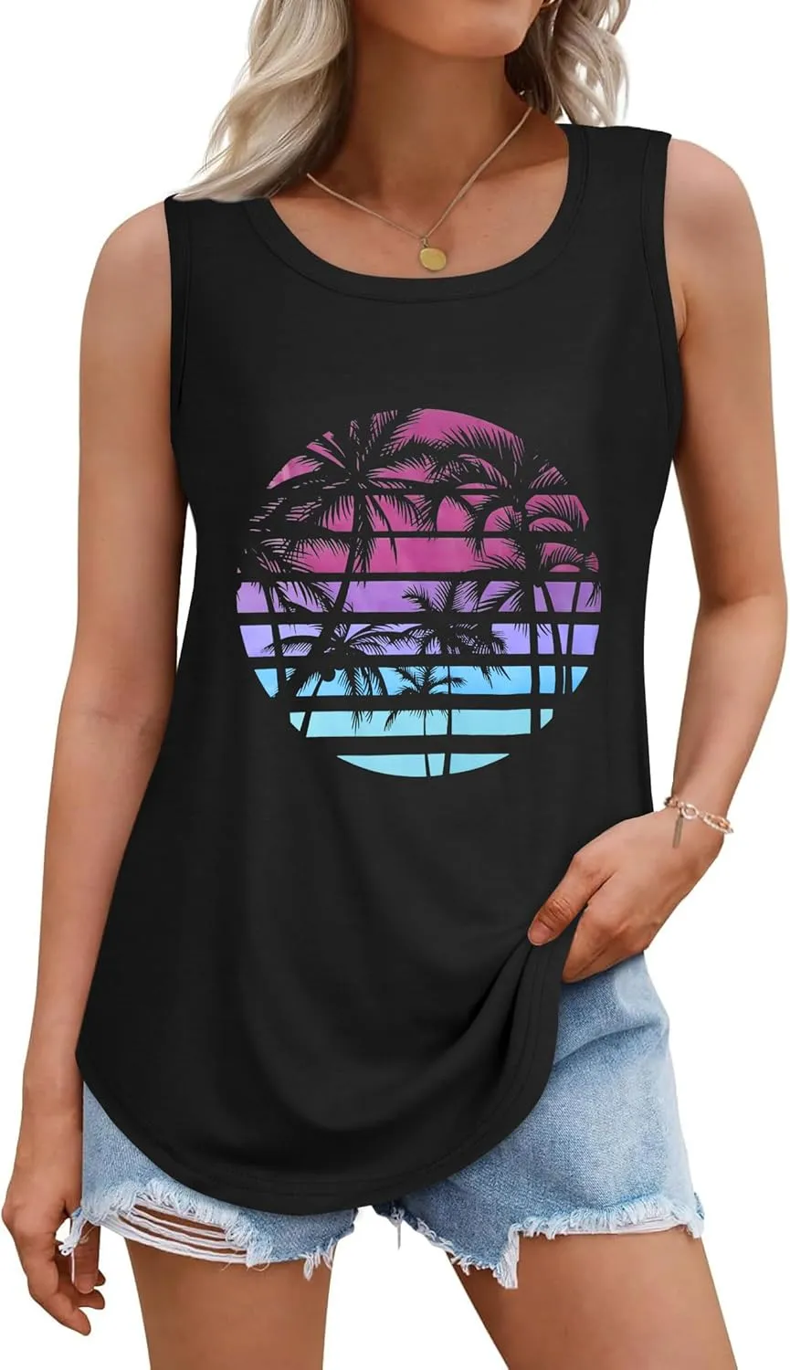 Tank Tops for Women Summer Sleeveless Casual Loose Fit Tunic Tops