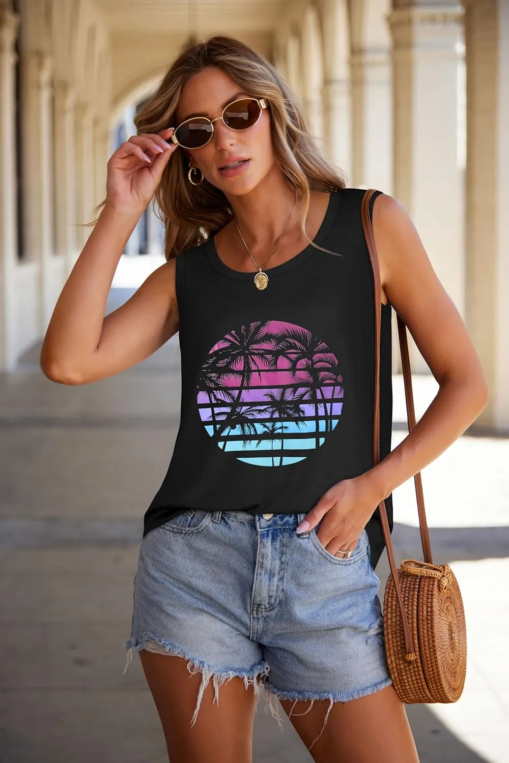 Tank Tops for Women Summer Sleeveless Casual Loose Fit Tunic Tops