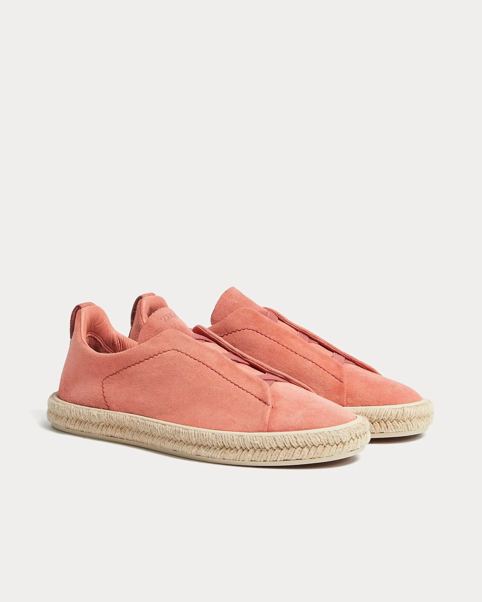 Triple Stitch Espadrilles Deerskin Dust Pink Slip On Sneakers