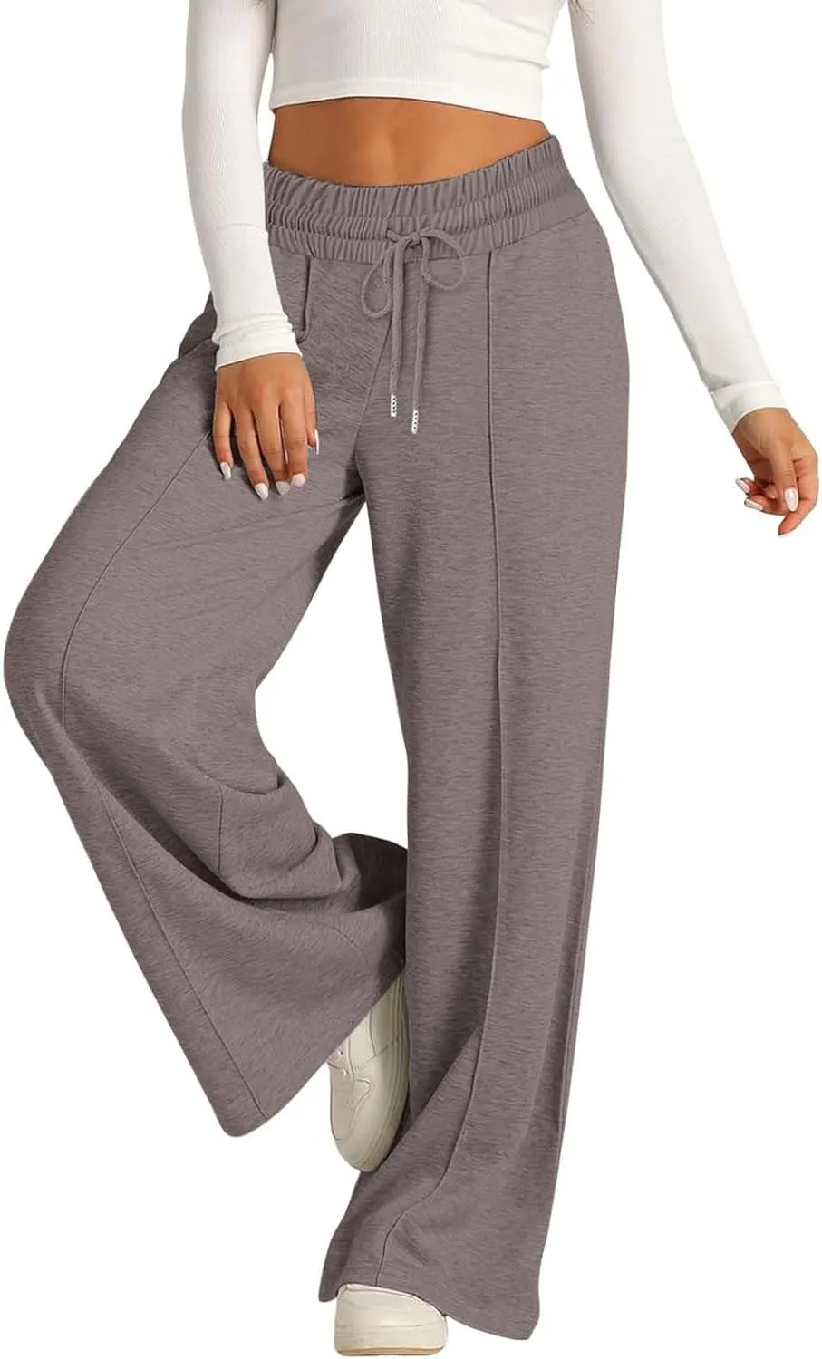 Womens Wide Leg Sweatpants High Waist Cotton Baggy Casual Drawstring Waist Running Lounge Pants with Pockets