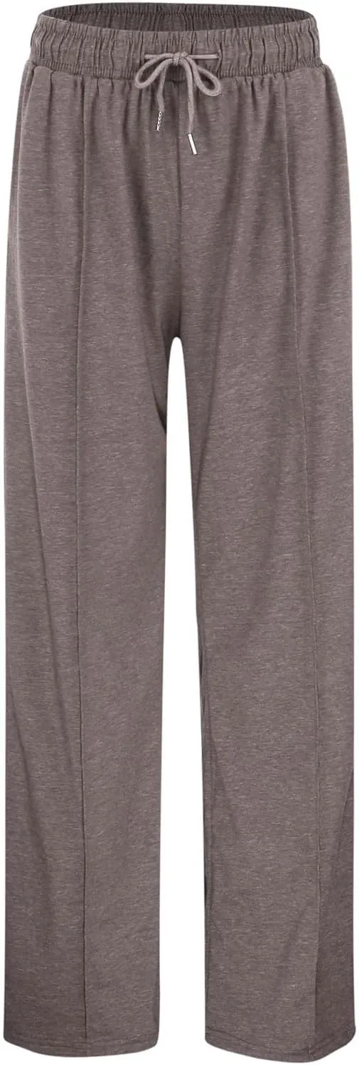 Womens Wide Leg Sweatpants High Waist Cotton Baggy Casual Drawstring Waist Running Lounge Pants with Pockets
