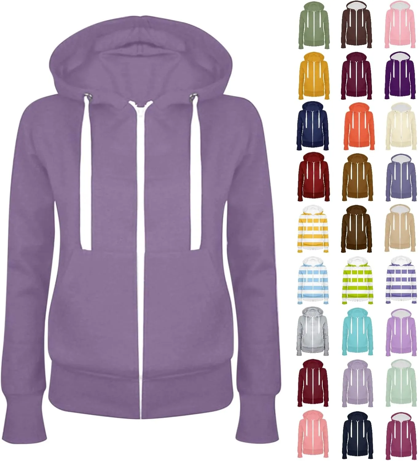 Womens Zip Up Hoodies Casual Lightweight Long Sleeve Jackets Drawstring Hooded Sweatshirt Fall Outfits with Pockets